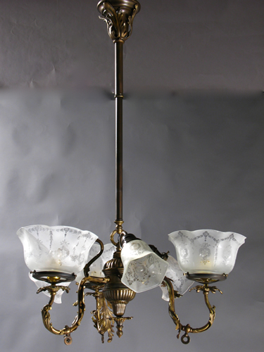 3&3 Rococo  Gas and Electric Chandelier